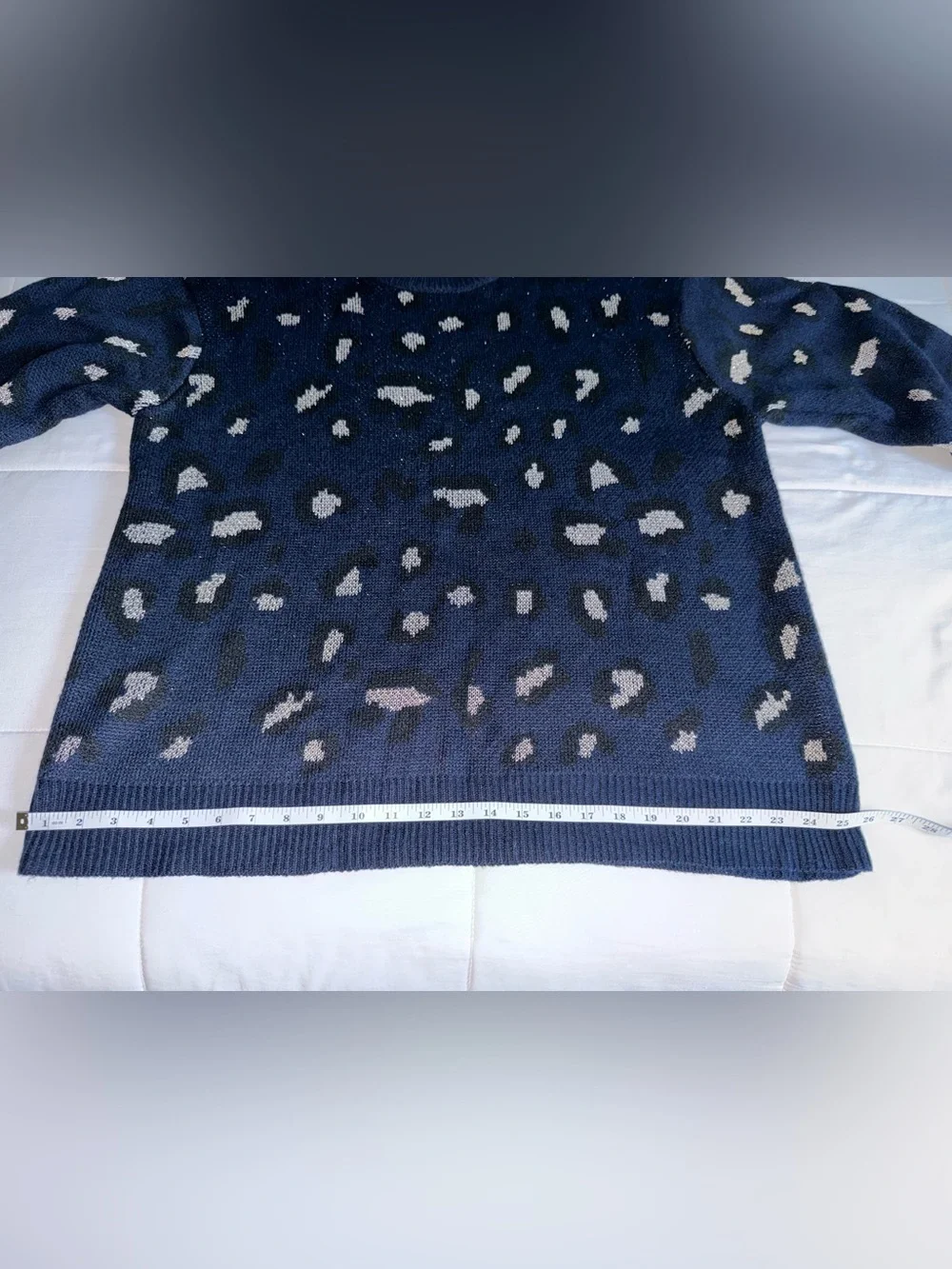 Kendall + Kylie | Navy Blue Animal Patterned Crewneck Sweater - 2XL